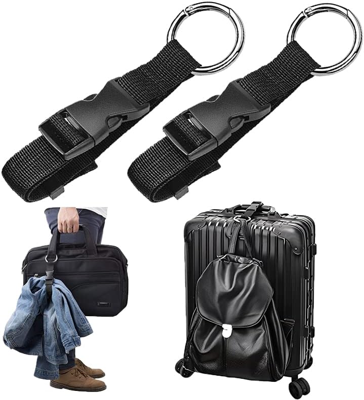 Yopolaz 2 Pack Add a Bag Luggage Straps - Adjustable Suitcase Belts Travel Accessories - Jacket Gripper Arm Saver Easy to Carry Your Extra Bags (Black) - Image 1
